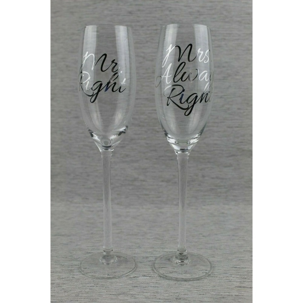 Mr. Right and Mrs. Always Right - Wedding crystal champagne flutes